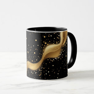 Taza Ola mágica de polvo de oro sobre negro
