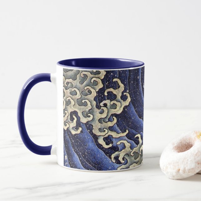 Taza Ola Masculina de Hokusai (Con donut)
