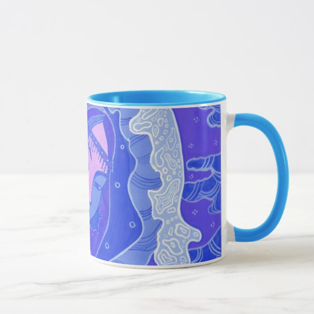Taza Ola, sirena, Chica asiático, azul y rosa (Derecha)