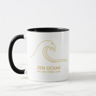Taza Ola Zen Minimalista | Línea Abstracta del Océano