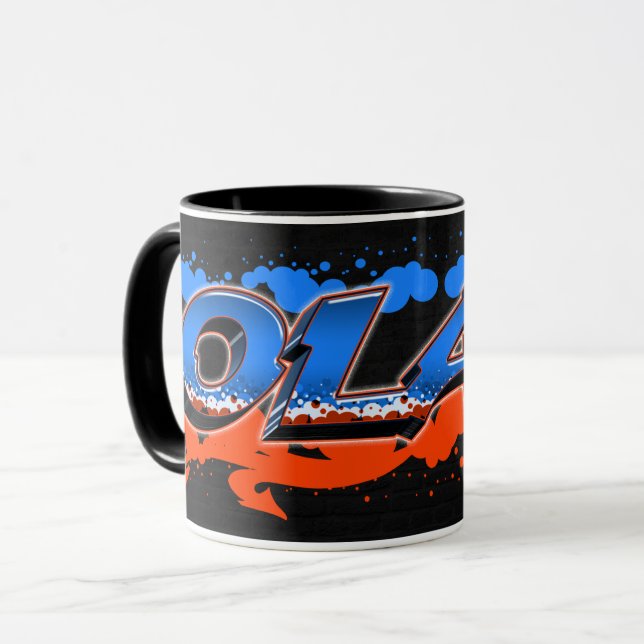 Taza Olaf Vorname Name Graffiti blue orange Tasse (Anverso izquierdo)