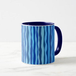 Taza Olas de azul cian naval cobalto azul cielo
