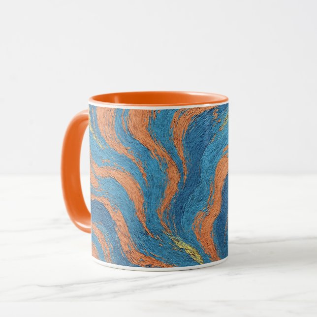 Taza olas de coral e índigo (Anverso izquierdo)