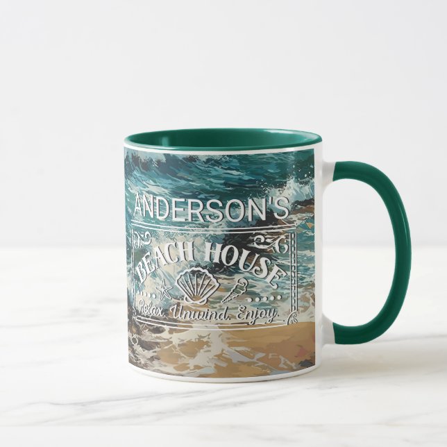 Taza Olas de playa y pintura temática de arena (Derecha)