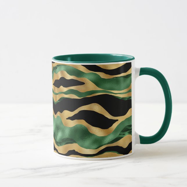 Taza Olas de Purpurina negro de oro verde (Derecha)