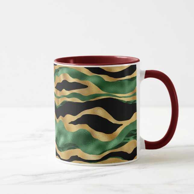 Taza Olas de Purpurina negro de oro verde (Derecha)