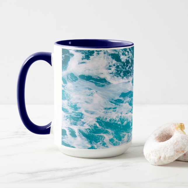 Taza Olas del océano azul (Con donut)