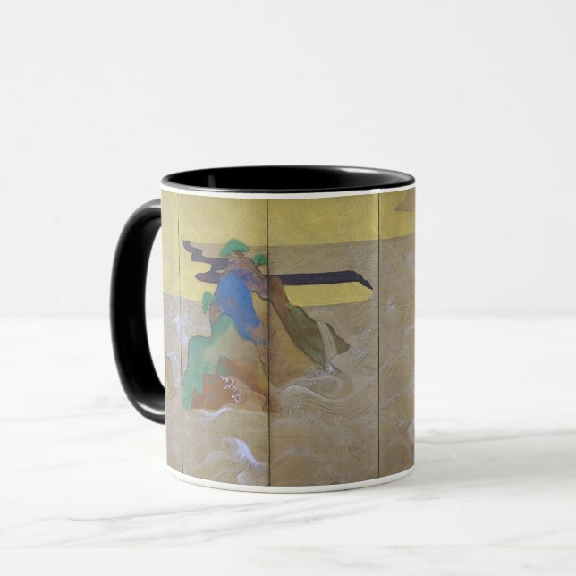 Taza Olas en Matsushima (izquierda), Tawaraya Sotatsu (Anverso izquierdo)