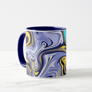 Taza Olas oceánicas - Resumen de arte fluido azul y ama