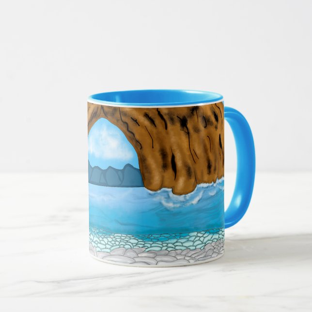 Taza Olas oceánicas y cañones que dibujan pacíficamente (Anverso derecho)