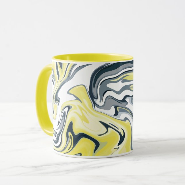 Taza Olas radiantes de amarillo, blanco y gris (Anverso izquierdo)
