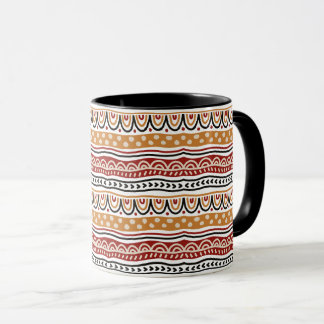 Taza Olas rojas y doradas del patrón africano