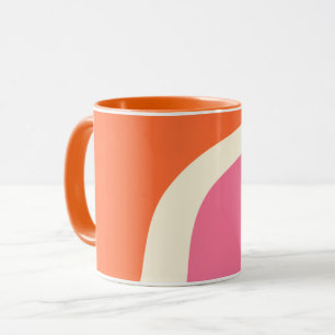 Taza Olas simples 3 - rosa, Naranja y crema