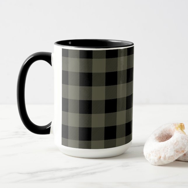 Taza Olive Green Lumberjack Plastic | Elija su estilo (Con donut)