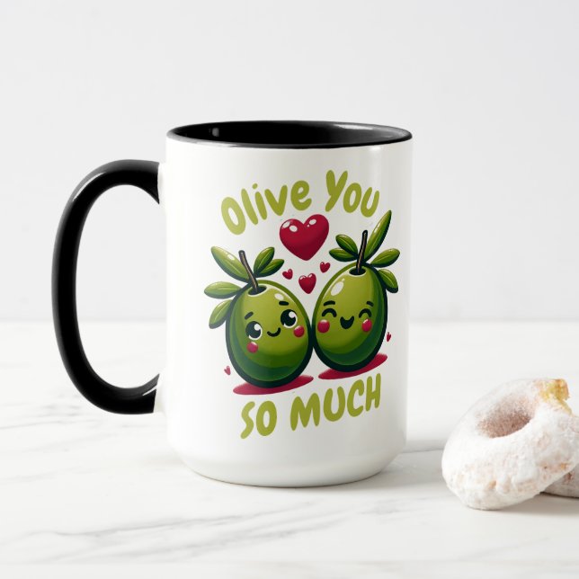 Taza Olive You So So Personalizado Valentine's Gift (Con donut)