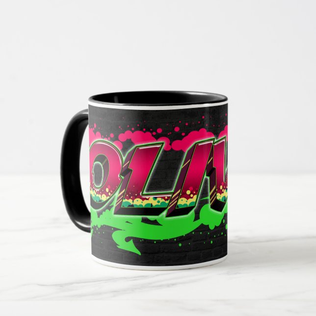 Taza Olivia Vorname Name Graffiti red green Tasse (Anverso izquierdo)
