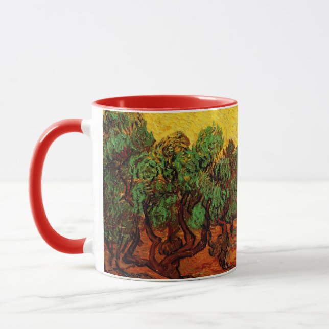 Taza Olivos Van Gogh con cielo y sol amarillos (Izquierda)