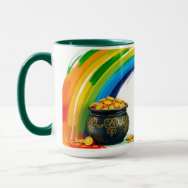 Taza Olla Retro de Oro Moneda de la Suerte de San Patri