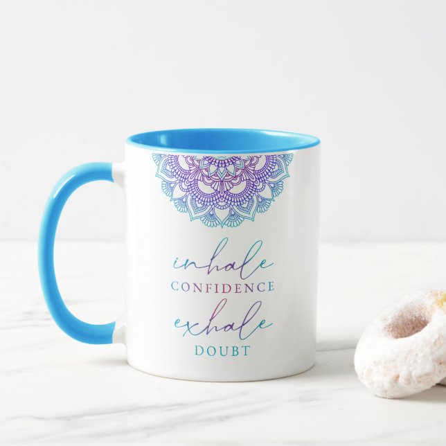 Taza Ombre Mandala Confianza Inhale Exhale Dudas Yoga (Con donut)