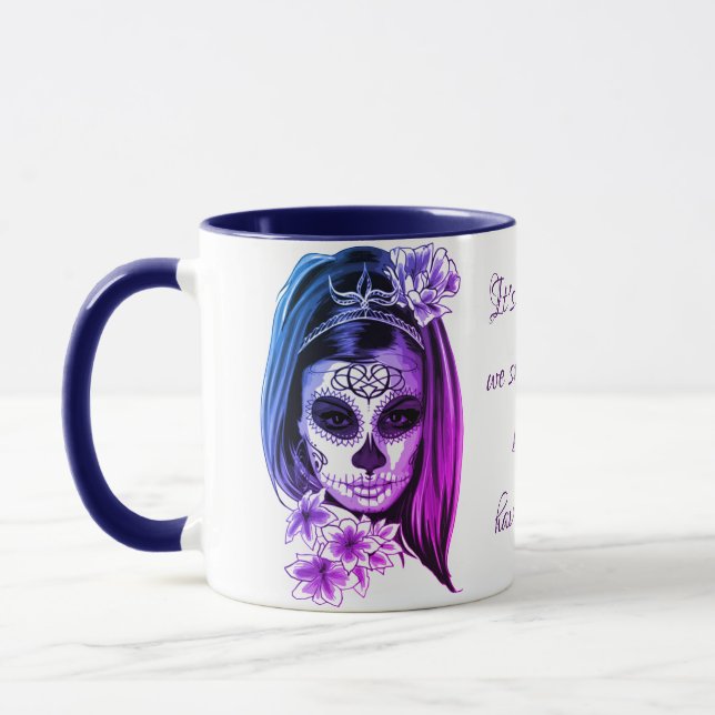 Taza Ombre púrpura y azul del chica del cráneo del (Izquierda)