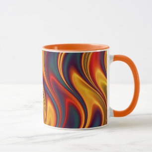 Taza Ondas amarillas rojas ardientes del azul
