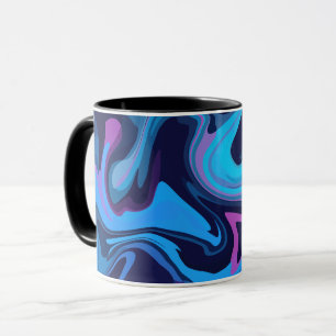 Taza Ondas de gradiente fluido en azul y púrpura