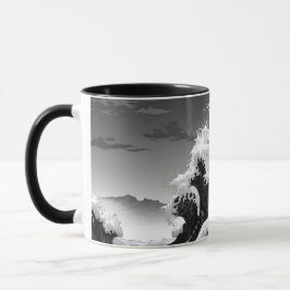 Taza Ondas de tsunami en blanco y negro