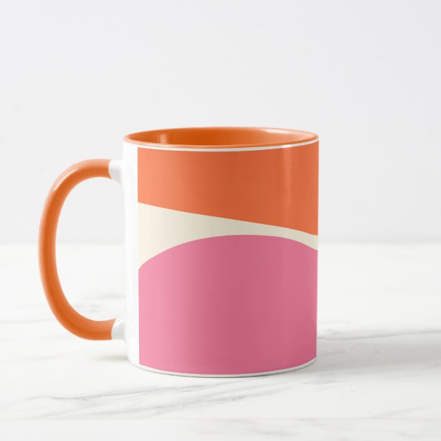 Taza Ondas simples 2 en rosa, Naranja y crema (Izquierda)