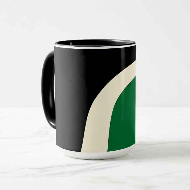 Taza Ondas simples 3 en verde, crema y negro (Anverso izquierdo)