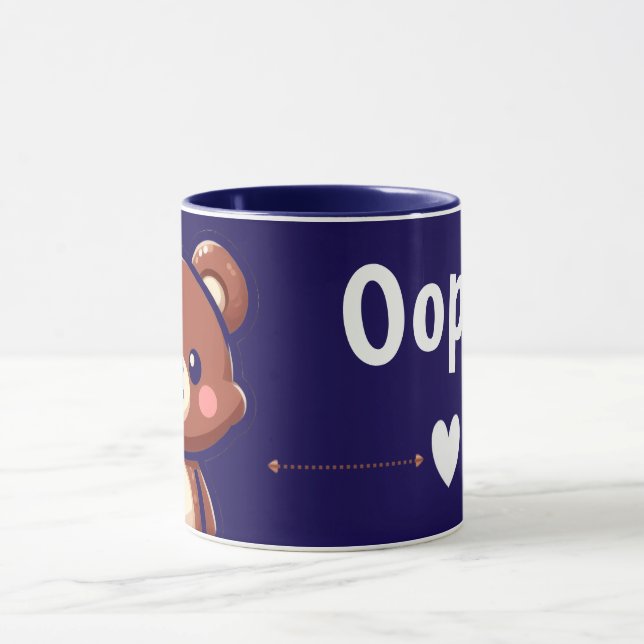 Taza Oops Teddy Bear Coffee Mug with Heart | Cute Blue  (Centro)
