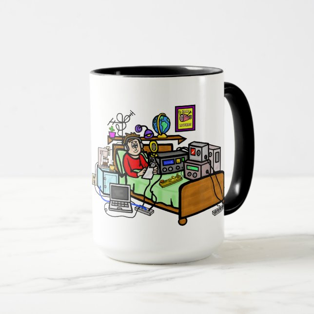 Taza Operador De Radio Ham En Bed Mug (Anverso derecho)