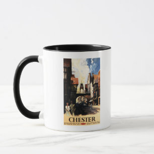 Taza Opinión de la calle con el carril del reloj de lo