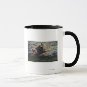 Taza Opinión la bruja de Salem en su escoba