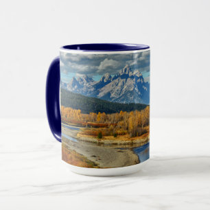 Taza Opinión magnífica del río de las montañas de Teton