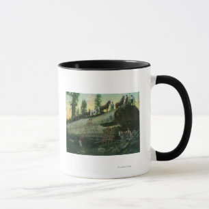 Taza Opinión un equipo de registración en una secoya