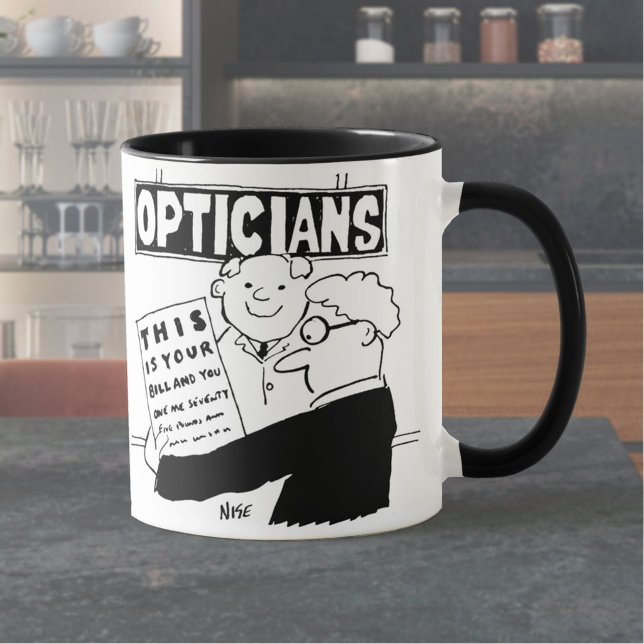 Taza Optician Presenta Su Ley. Divertido personalizado  (Subido por el creador)