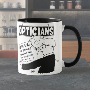 Taza Óptico presenta su factura. Dibujo animado diverti