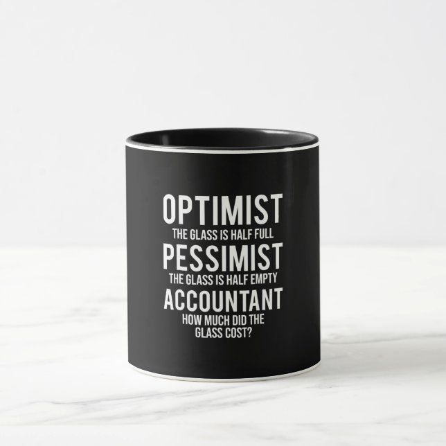 Taza Optimista Pessimist Accountant Glass Costume Gift (Centro)