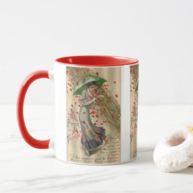 Taza Oración a San Valentín, la vieja dama victoriana (Con donut)