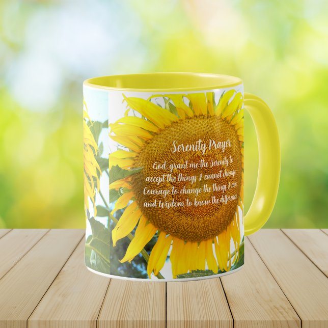 Taza Oración de Serenity Floral de girasol amarillo (In Situ Table)