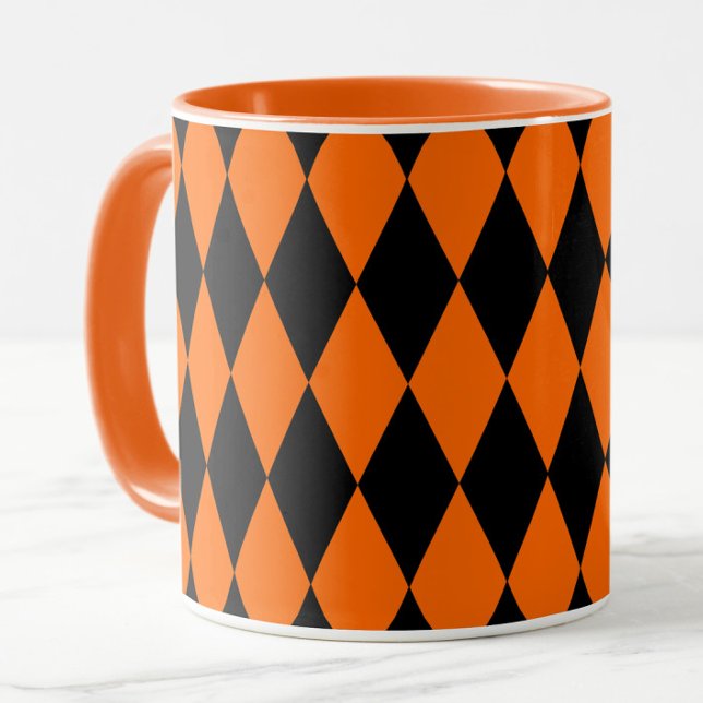 Taza Orange Black Harlequin Diamonds Checkers Design  (Subido por el creador)