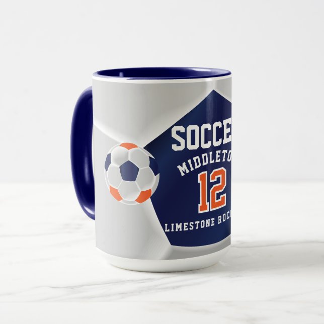 Taza Orange, Blue and White ⚽ Soccer Sport (Anverso izquierdo)