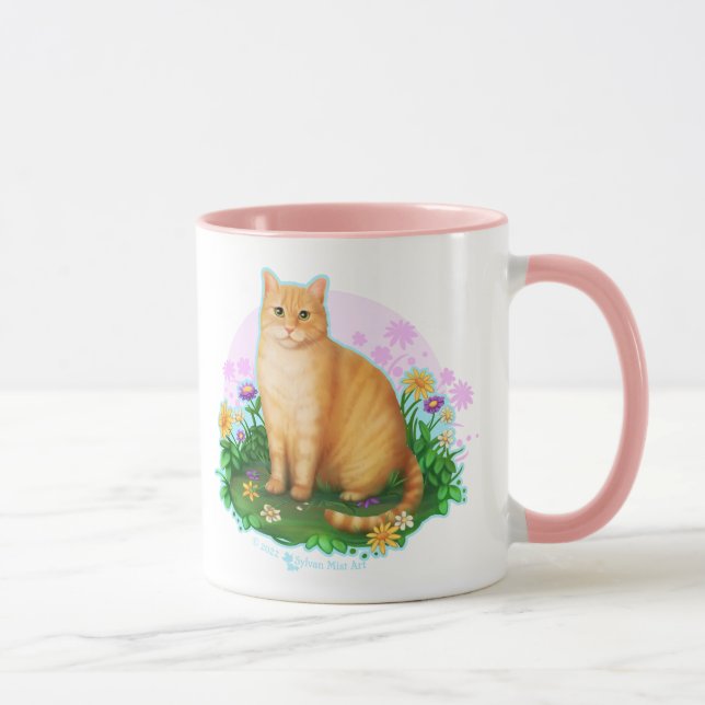 Taza Orange Cat in the Flower Patch (Derecha)