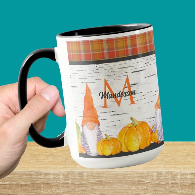 Taza Orange Pumpkin Gnomes House Fall Plaid  (Subido por el creador)