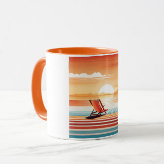 Taza Orange Sunset Beach Mug - Vibrant Coastal Design