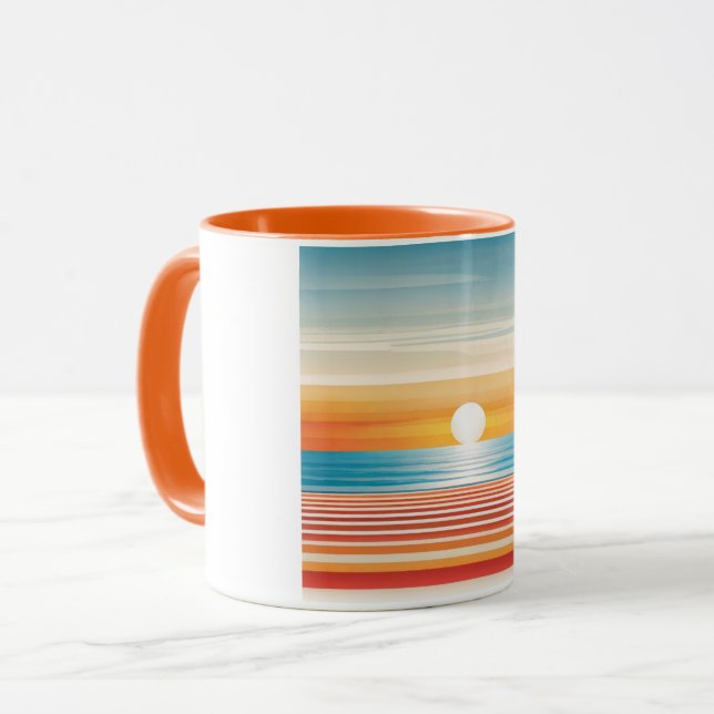 Taza Orange Sunset Beach Mug - Vibrant Coastal Design (Anverso izquierdo)