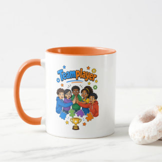 Taza orange weiß Kinder Teamplayer