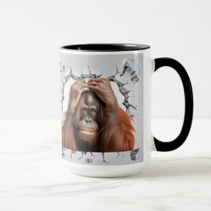 Taza orangután atrapado en una pared