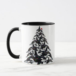 Taza Orca árbol de Navidad para el amor por la vida mar