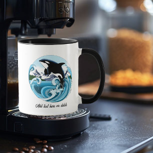 Taza Orca Asesina Majestuosa Olas Azules Océano